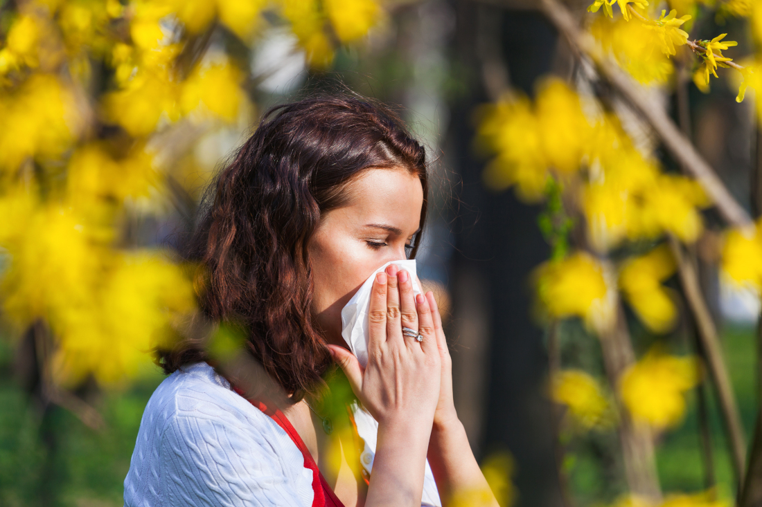 Person blowing their nose